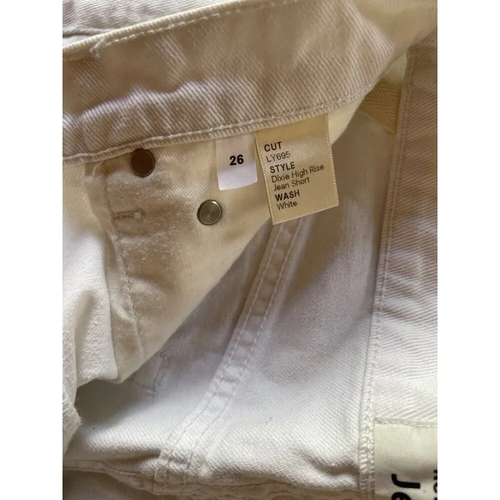 Reformation Dixie High Rise White Jean Shorts Size 26 100 Cotton Made In USA NEW - Picture 5 of 9